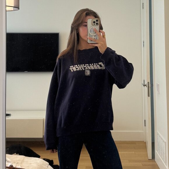 Vintage UCONN Huskies Crewneck Sweatshirt – Navy Blue (Pro Player, XL) - Picture 1 of 4